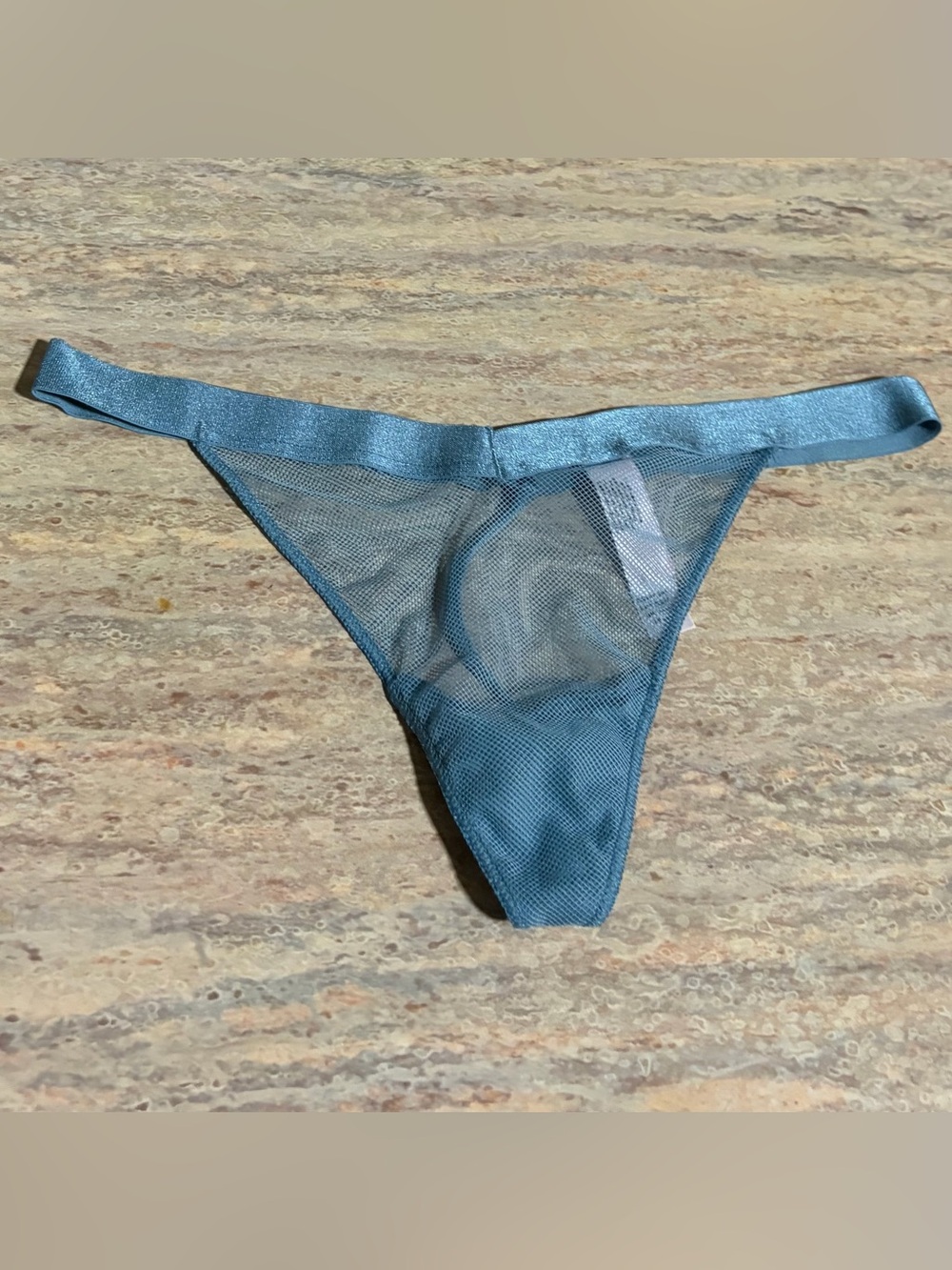 NWOT Victoria’s Secret Sheer Blue Mesh Thong Panty